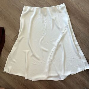 A line white satin skirt